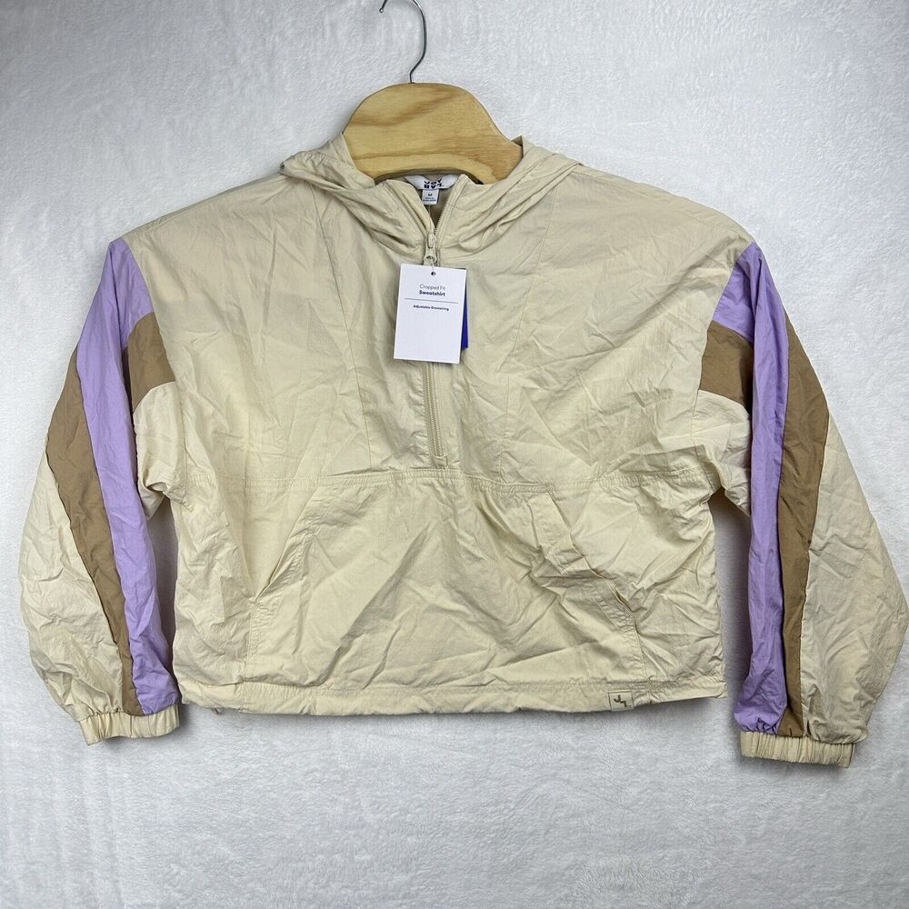JOY LAB Women’s Size‎ Medium Cropped Pullover 1/2 Zip Hoodie Sweatshirt Cinch